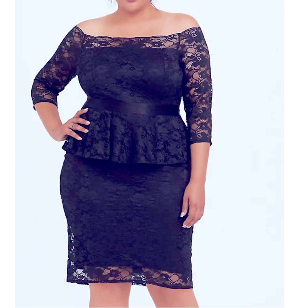 Torrid Black Lace Peplum Dress
